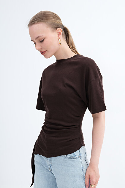 Addax Yanı Büzgü Detaylı Modal T-shirt P19493 - Fiyatı, Yorumları