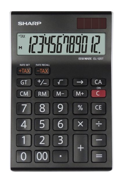 Calculator de birou, 12 digits, 176x112x13mm, dual power, EL-125TWH - negru/alb
