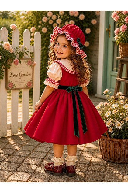 Arazretrobaby Ptikare Red Baby Girl Dress, Holiday Dress, Birthday Dress,  Special Occasion Dress- Trendyol