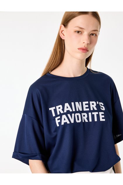 Half Sleeve Crew Neck Printed Oversized Sports T-Shirt