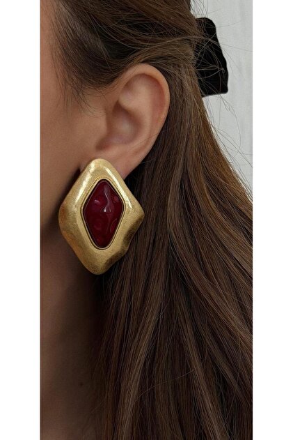 14K PİRİNÇ MAT KAPLAMA PINTEREST KÜPE