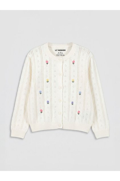 Zero Roba Collar Floral Girl's Knitwear Cardigan for Style Enthusiasts from Uzg Store