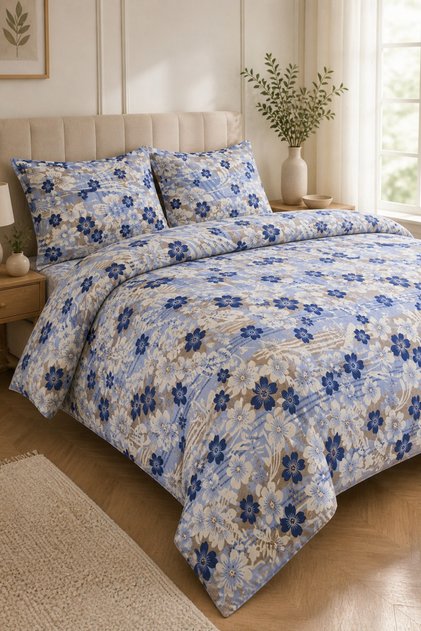 Softline Series | Ranforce Double Bed Sheet Duvet Cover Set 200X220 cm & Floral