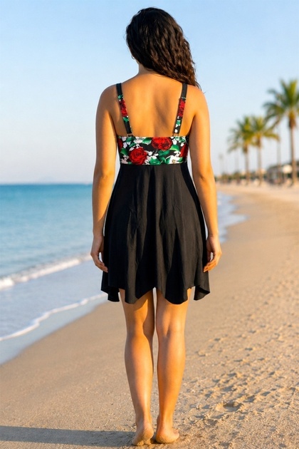 FashionForYou ELARIS Asymmetric Beach Dress with Adjustable Straps, Plus  Sizes - Batiste, RED Roses, 56- Trendyol