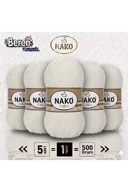 Calico-Ekru 3782- 5'li Paket - 100gr/240m - El Örgü İpi - Amigurimi-Hırka- kazak- şal-bebek ipi