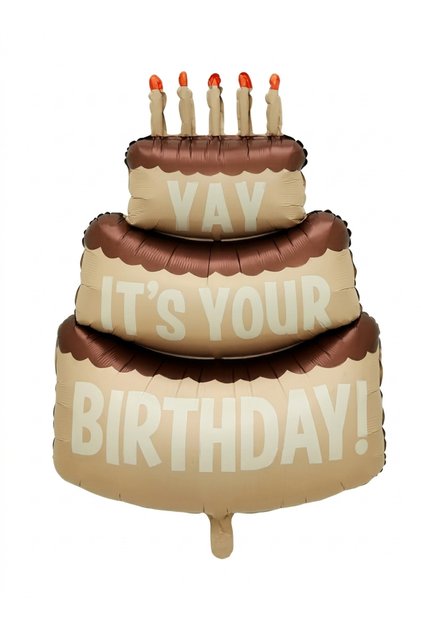 Cake Shaped Foil Balloon Birthday Flying Balloon, Retro Natural Birthday Ornament, Happy Birthday Balloon