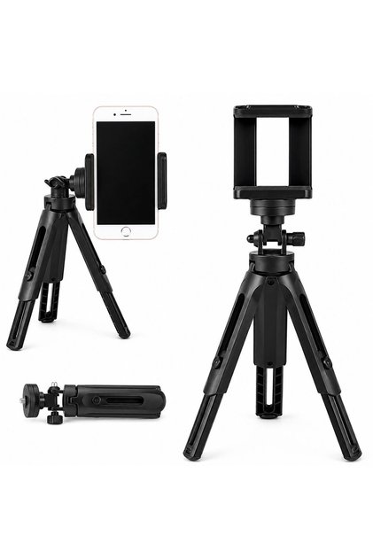Trepied Telefon, Varf rotativ 360, Reglabil In Inaltime, Negru