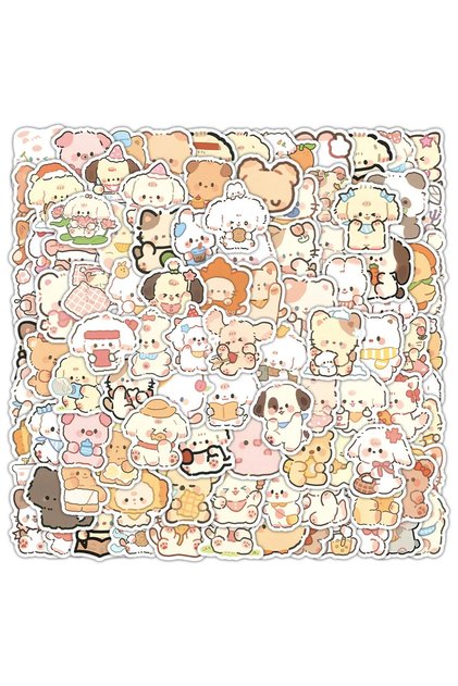 100PCS Cartoon Cute Hand Drawn Animals Mxied Graffiti Stickers for Bicycle Hand Account Pencil Ca...