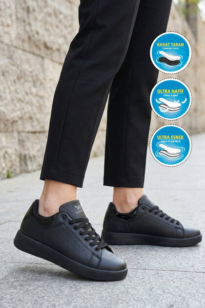 Black Lace-Up Lightweight Unisex Skin Sports Shoes Costa g
