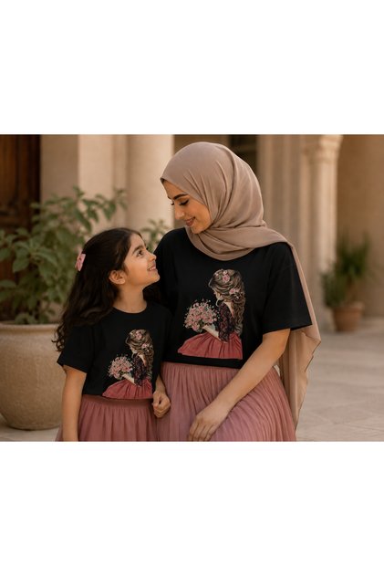 Mother Child Oversize T-Shirt Combination Twin T-Shirt 100% Cotton Comfortable Fit (Sold as a Single Item)