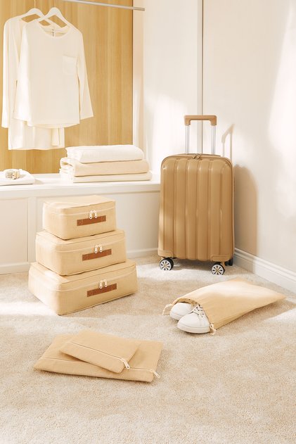 6-Piece Jute Suitcase Organizer Set, Travel Organizer