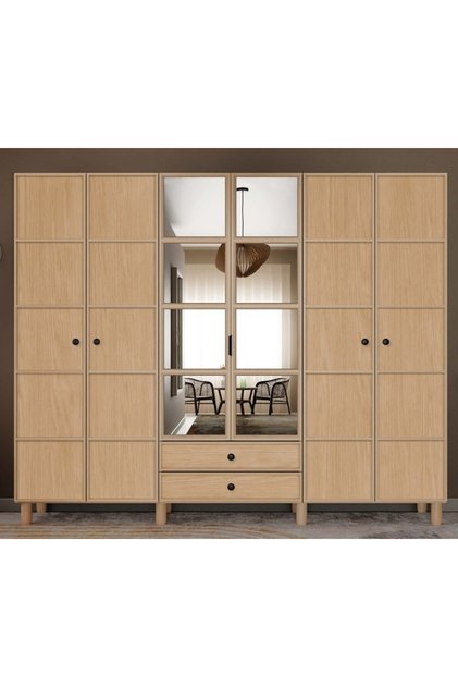 Meşe 6 Kapaklı Gardrop / 6 Kapılı Dolap / Komple MDF / Modern Tasarım