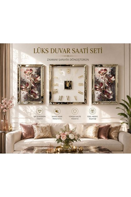 lüks duvar saati & tablo seti