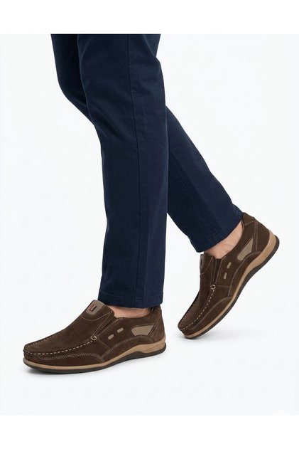 62001 Black Nubuck Men's Daily Internal and External Genuine Leather Shoes Without Laces Comfortable Light Sole
