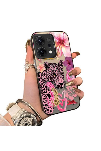 Oppo Reno 14F 5g Compatible Silicone Edge Hard Back Case Couple Phone Cover Leopard Pattern
