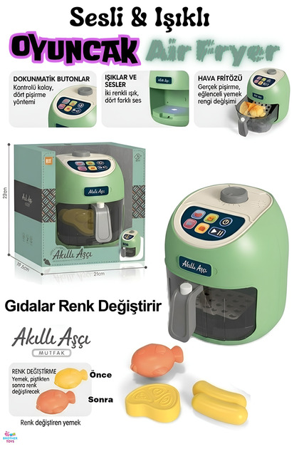 Dokunmatik Airfry Fryer Set - Color-Changing Foods Airfryer Air Fry