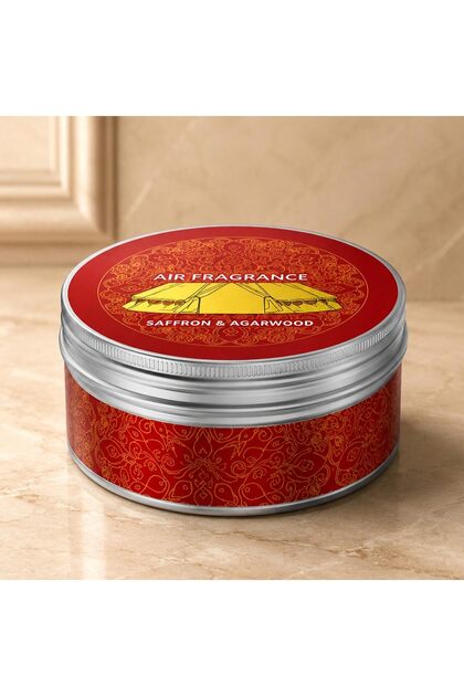 Saffron & Agarwood Car Air Freshener Can – Caramel & Oud Fragrance, Long Lasting Gel Air Freshener