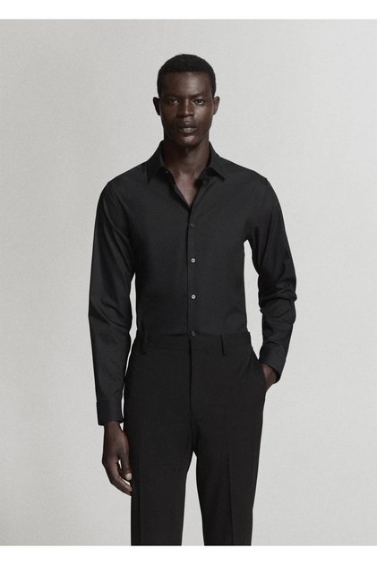 Süper slim fit streç pamuklu gömlek