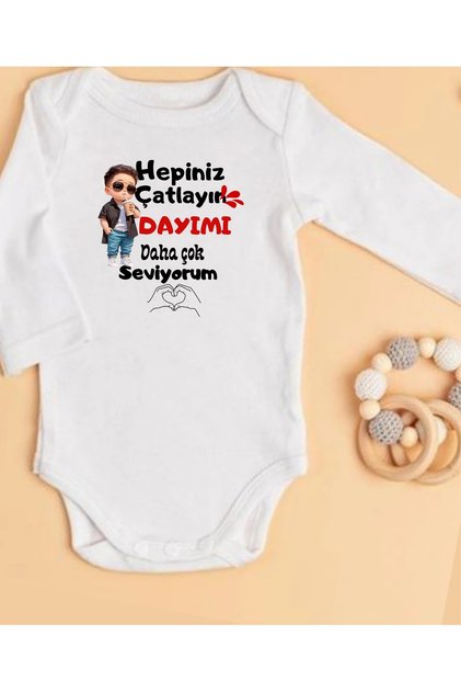 Dayı Written Baby Bodysuit 100% Cotton 624