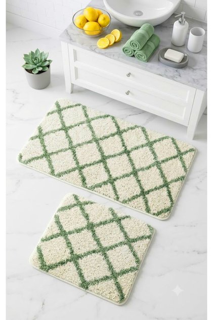 Royal Nordic 2-Piece Latex Non-Slip Base Bath Mat Set 80X50 cm Machine Washable Mat