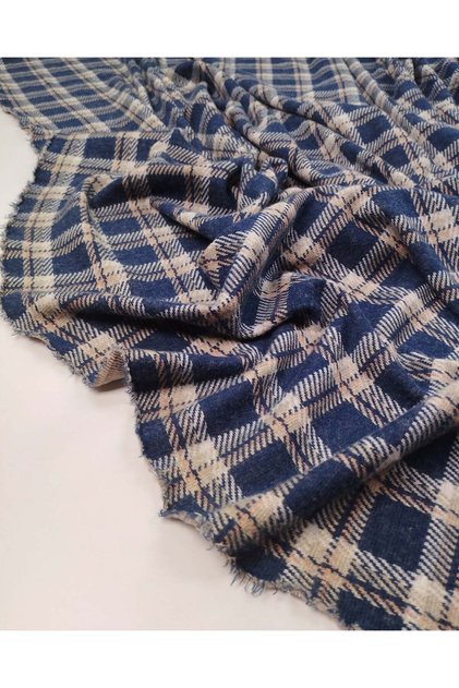 Navy Blue Bone Beige Pink Plaid Jacquard Interlock Fabric Flexible Soft Cardigan & Sweater Fabric Width: 140cm