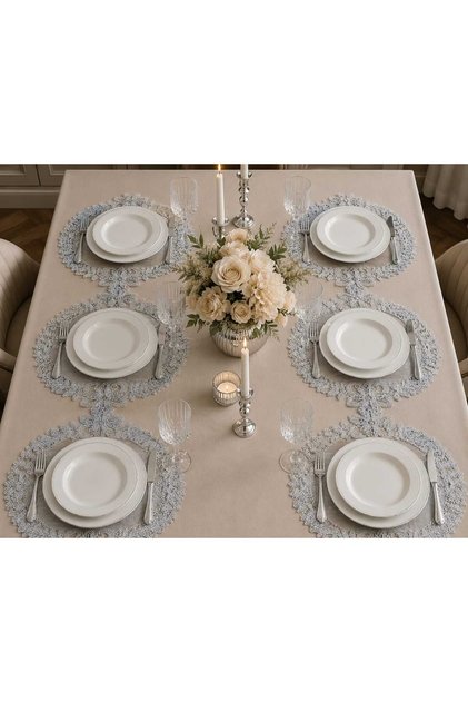French Lace Supla Set for 6 People Gray