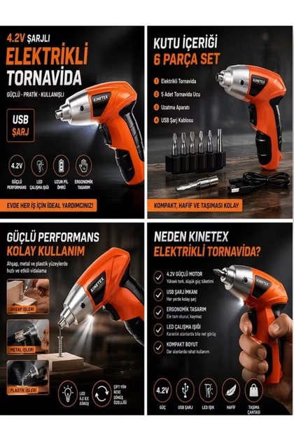 Şarjlı Elektrikli Tornavida Seti 4.2V