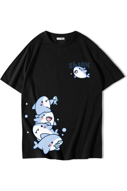 Unisex Oversize Shark T-Shirt Black