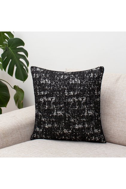 Black and White Textured Decorative Throw Pillow Cover Modern Chenille Design
