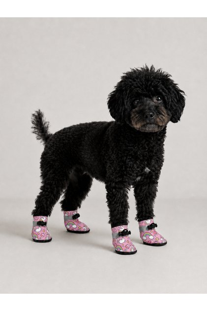 Yeni Sezon Köpek Pati Koruyucu Ayakkabı – Pembe Unicorn , Su Geçirmez, Kaymaz Taban 4 Adet