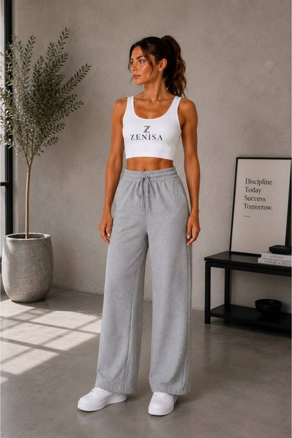 Gray Color Sweatpants Baggy Comfortable Fit