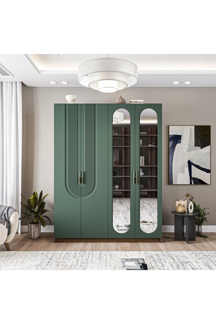 Aspen 4 Kapaklı Gardırop (Yeşil)