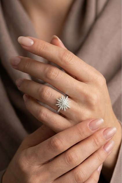 North Star Ring - Adjustable - Fits Any Finger - Silver Color (with Surprise Gift)
