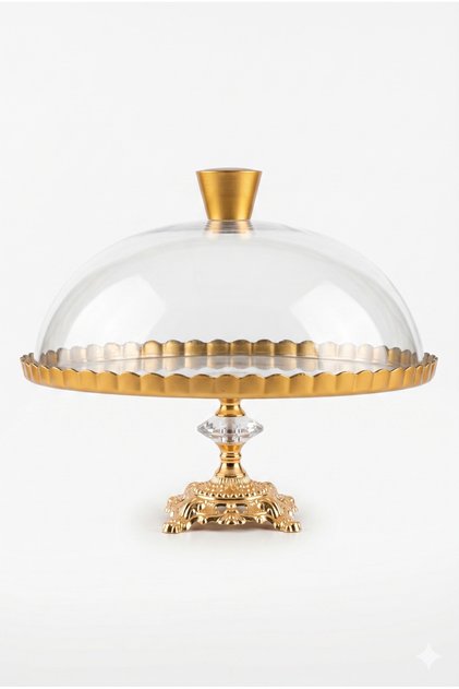 Gold Detailed Wavy Edge Cake and Presentation Stand