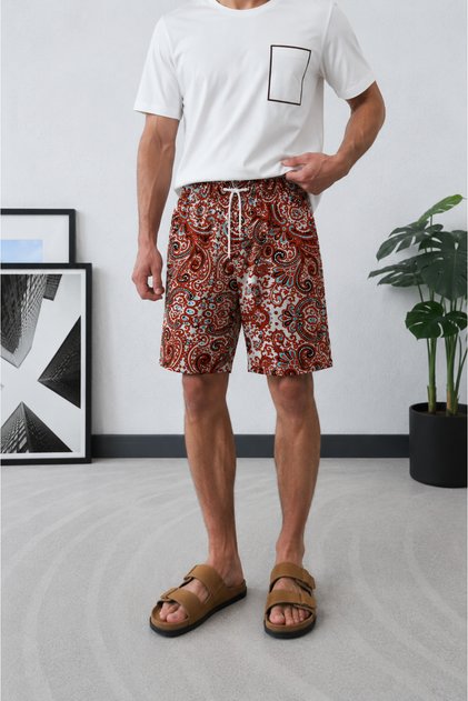 Relaxed Fit Viscose Fabric Men's Shorts