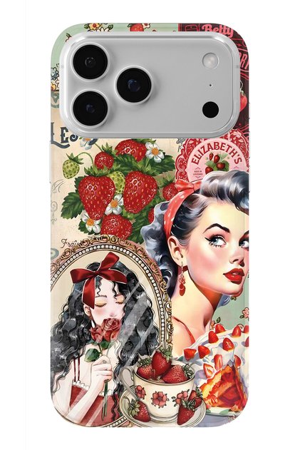 iPhone 18 Pro Compatible Retro Women's Collage Pattern Transparent Phone Case