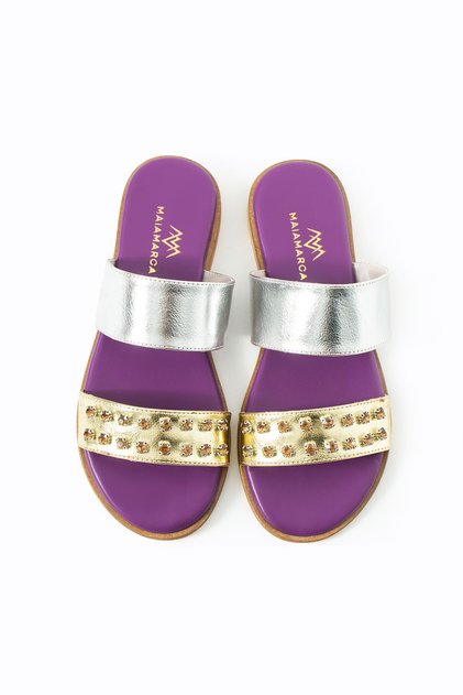 Maia Liva Stone Slippers - Amethyst Metallic