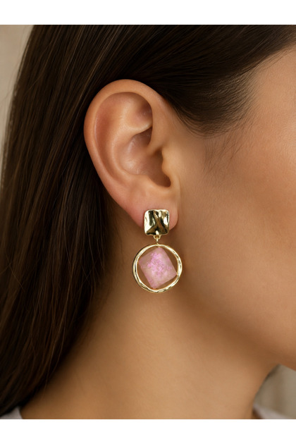 Gold Series Natural Stone Look Dangle Earrings – Stylish and Elegant Design