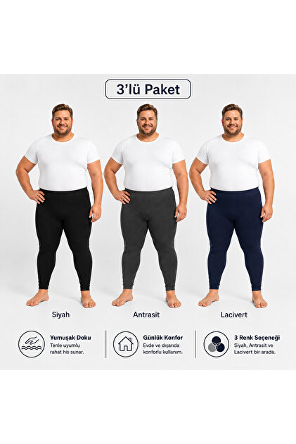 | Battal Men's Thermal Winter Cotton Set of 3 Anthracite, Dark Blue, Black (3 Pieces)