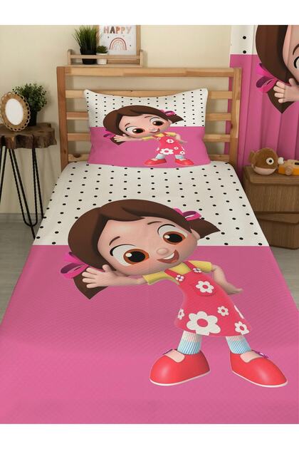Mi̇lroma Niloya Patterned Baby and Child Printed Single Pique Set 160X230 Pink