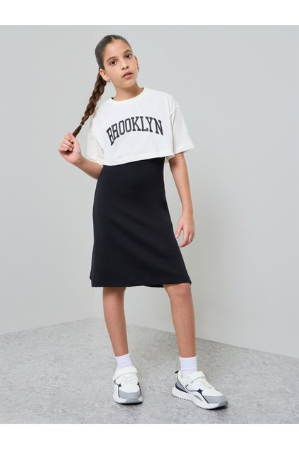 Teen Girls Ribbed Dress and Jersey T-Shirt Set