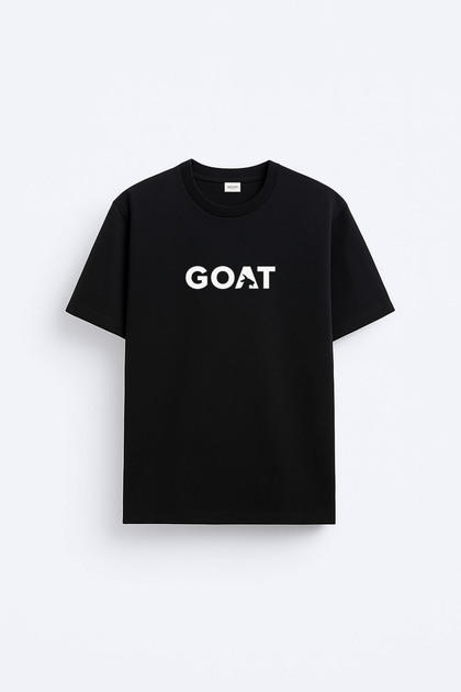 Messi Goat Printed Cotton Black T-Shirt