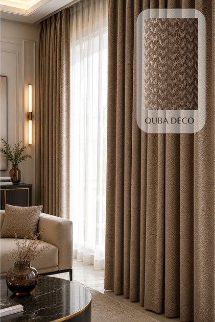 Patterned Draped Jacquard Thick Background Curtain for Living Room, Living Room, Bedroom
