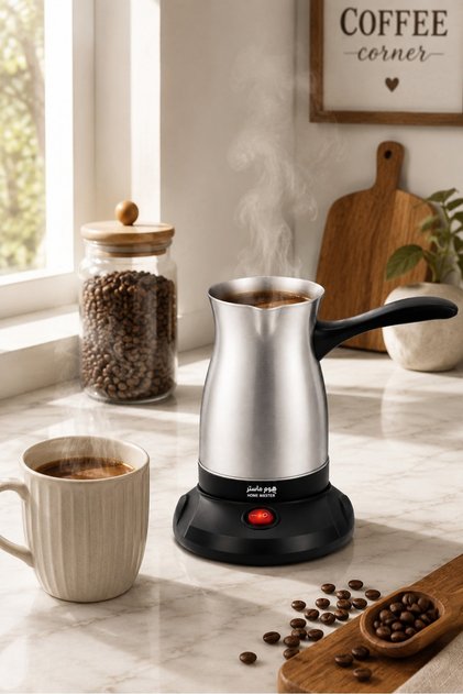 Black Color Electric Coffee Maker with 600W Power Combining Metal Sturdiness with Contemporary Design Aesthetic
