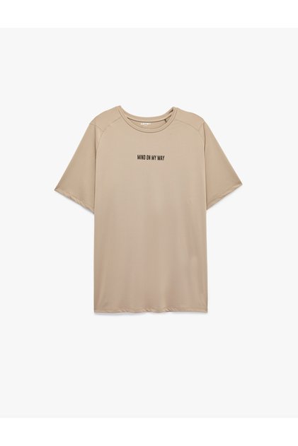 Tricou sport imprimat cu mânecă scurtă, cu decolteu, cu potrivire confortabilă