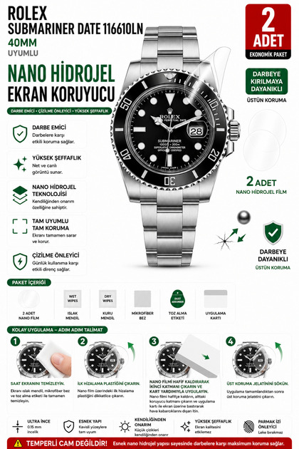 Astakos Rolex Submariner Date Hulk 116610LV Uyumlu Nano Hidrojel