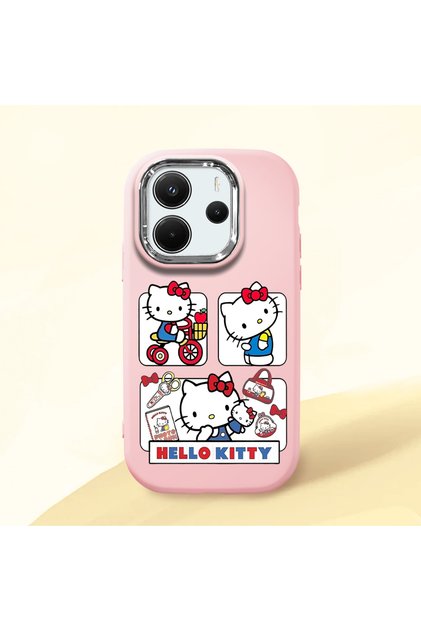 Redmi Note 14 4g Compatible Case Camera Protector Pink Silicone Couple Phone Case Kitty Pattern