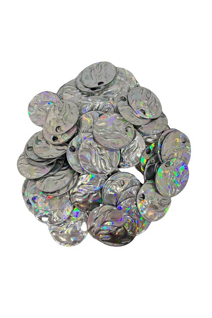 25 mm Mango Pul Süsleme Pulu, Elbise Pulu, Çanta Pulu, Payet Pul ( 20 Gram Yaklaşık 60 Adet ) Janjanlı Gümüş