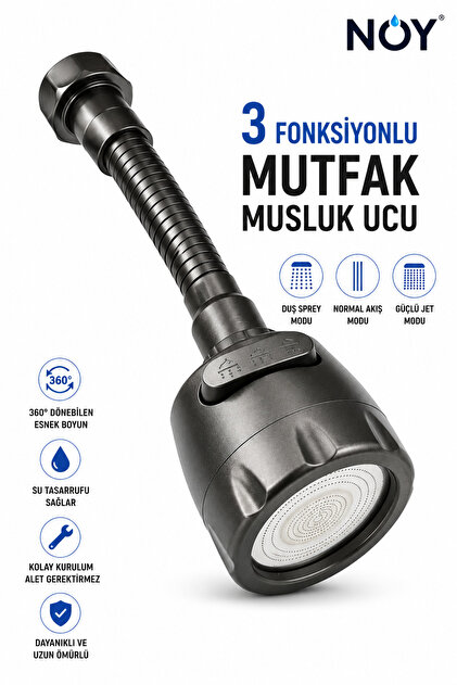 Musluk Ucu Aparatı Musluk Başlığı 360° Döner Sıçrama Önleyici Mutfak Musluğu Uzatma Aparatı Evye Batarya Ucu
