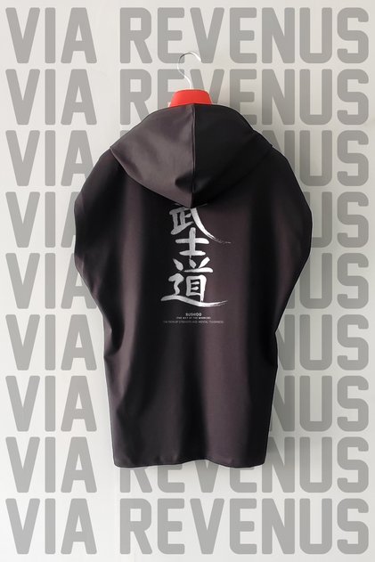 Bushido Front and Back Printed Zero Sleeve Hooded 100% Cotton Sports Tshirt